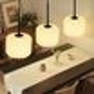 ZMH Pendelleuchte Esstisch Hängelamp Schlafzimmer - Hängeleuchte Vintage Wohnzimmer Esszimmerlampe Lampenschirm Papier 3 Flammig Lang Pendellampe G9 Höhenverstellbar Esstischlampe (ohne Leuchtmittel)