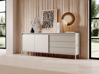 Compleo Schubkastenkommode mit drei Schubladen, gerillte Front, Elegant und Praktisch, Breite: 187 cm