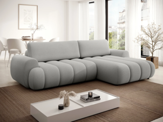 Vente-unique - Ecksofa mit Schlaffunktion - Ecke rechts - Stoff - Hellgrau - FRIDORA