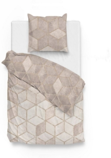 ZO HOME Bettwäsche Classic Baumwolle, Flanell, 2 teilig, geometrisches Muster, braun