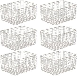 mDesign Allzweckkorb Aufbewahrung Drahtkorb Organizer 6er Set Metall Mattsilber