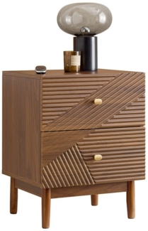 SoBuy Nachttisch FBT170, Nachtschrank mit 2 Schubladen, Beistelltisch Couchtisch, Nachtkommode Sofatisch, mit Gummibaumholzbeinen, vintage, Schlafzimmer