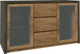 Kommode Montana Sideboard Anrichte 140cm eiche lefkas grau grifflos