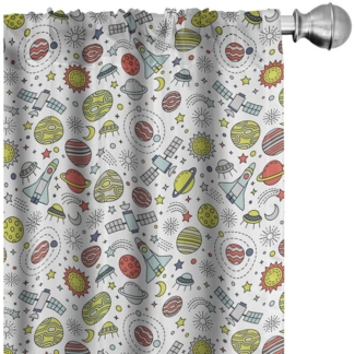 Abakuhaus Gardine Vorhang für Wohnzimmer Schlafzimmer Dekor, Microfaser, Raumschiff Bunte Cosmos Mond