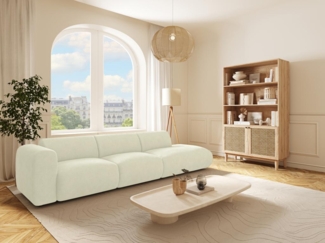 Vente-unique - Großes Sofa 5-Sitzer - Armlehne links - Strukturstoff - Beige - POGNI von Maison Céphy