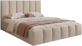 Selsey 'Sarafino' Polsterbett mit Bettkasten und Lattenrost, beige, 140x200 cm
