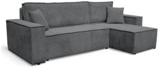 M-Punkt24 Ecksofa COMO, mit Bett Sofa Schlafsofa Ottomane rechts links universell, Cord Schwarz