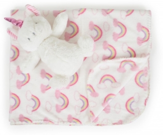 Cangaroo Babydecke 90 x 75 cm mit Plüschtier kuschelige Babydecke Krabbeldecke pink