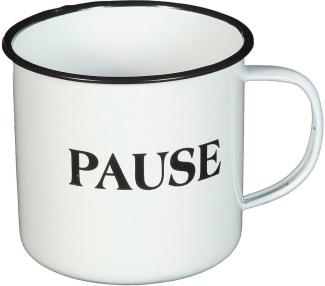 Emaille Tasse 51220 „Pause“ Becher emailliert 10 cm Kaffeebecher Kaffeetasse Teetasse