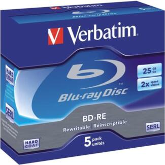 Verbatim DVD Rohlinge DVD BD-RE Blue-Ray 25GB im Jewel Case VE=5 Stück