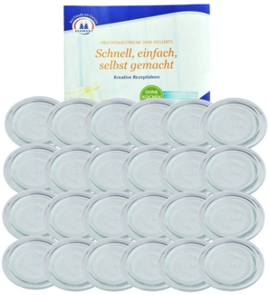 MamboCat Einmachglas 24er Set Weck Glasdeckel 60mm incl. Gelierzauber Rezeptheft, Glas