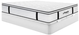 Vente-unique - Set aus Bettgestell mit Bettkasten + Taschenfederkernmatratze feuerfest & Topper - 180 x 200 cm - Stärke 28 cm - Weiß - DELICE von YSMÉE HÔTEL