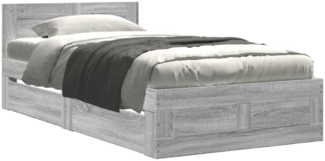 vidaXL Bettgestell mit Kopfteil Grau Sonoma 90x190 cm Holzwerkstoff 3295616