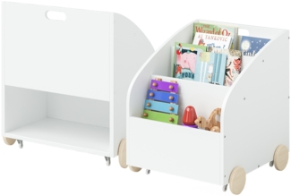 Bellabino 'Towy' Kinderbücherregal, weiß, 43x40x43 cm, Spielzeugregal mit 3 Ablagefächern und Geheimfach