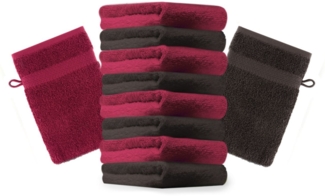 Betz Waschhandschuh 10 Stück Premium 16x21 cm Farbe dunkelrot und dunkelbraun, Baumwolle (10-St)