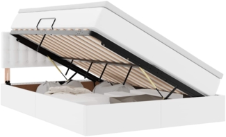 vidaXL Bett mit LED-Lichtleisten Reinweiß 140 x 190 cm PVC 3371030