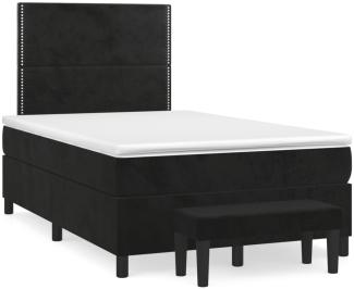 vidaXL Boxspringbett mit Matratze Schwarz 120x190 cm Samt 3270465
