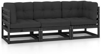 vidaXL 3-Sitzer-Gartensofa mit Kissen Kiefer Massivholz 3076373