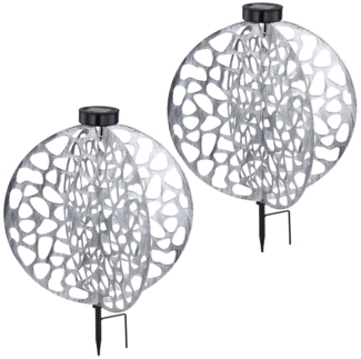 2er Set LED Solarleuchte, Erdspieß, Kugel, H 51 cm