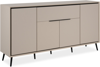 Sideboard >Arona< 4 Türen, 1 Schublade, 6 Böden, in Sand / Schwarz - 175x90x38cm (BxHxT)