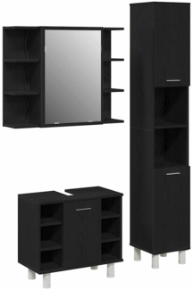 vidaXL Badezimmermöbel Set mit Regal 3 pcs Schwarz 30 x 30 x 179,5 cm 3333049
