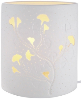 GILDE Tischleuchte Tischleuchte Ginkgo – Elegantes Lichtspiel aus Porzellan