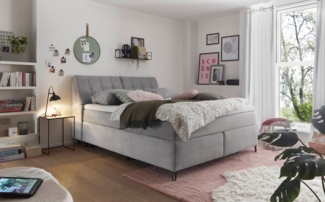 set one by Musterring Boxspringbett Fairfield, Kopfteil in Kassenoptik, Metallfuß schwarz, Breite 160 oder 180 cm