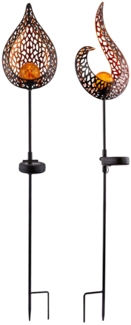 2er Set LED Solarleuchten, verschiedene Flammen Designs