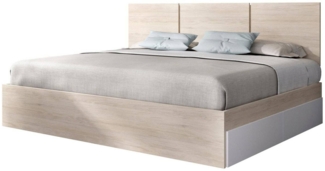 Dmora Doppelbett Shannon, Struktur des Container-Betts, Sommier mit Verkleidung, Matratzenhalterstruktur, 166x205 h96 cm, Weiß und Eiche