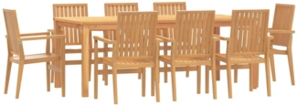 vidaXL 9-tlg. Garten-Essgruppe Massivholz Teak 3157922