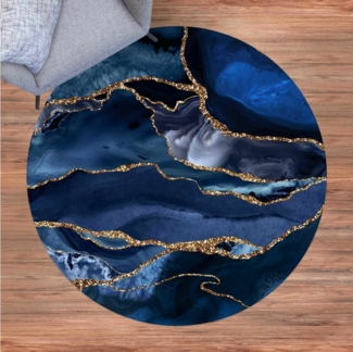 Bilderdepot24 Teppich Vinyl Wohnzimmer Schlafzimmer Flur Küche Abstrakt modern, rund - blau glatt, nass wischbar (Küche, Tierhaare) - Saugroboter & Bodenheizung geeignet