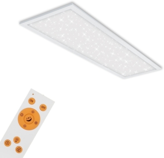 BRILONER - LED Deckenlampe flach mit Sternenhimmel, einstellbar von warmweiß bis kaltweiß, Fernbedienung, LED Lampe, LED Deckenleuchte, Wohnzimmerlampe, LED Panel, 100 x 25 x 6,5 cm, Weiß
