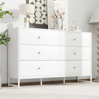 Flieks Kommode, Schubladenschrank Sideboard mit 6 Schubladen/ Metallbeinen 150x40x90cm