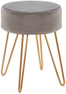 Duhome Hocker, Sitzhocker Rund Hocker Samt oder Stoff Lederoptik Schemel Metallbeine