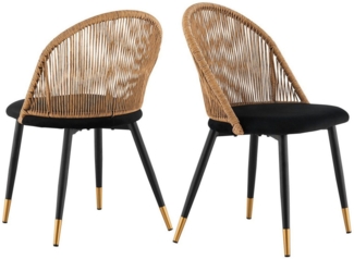 Ofcasa Esszimmerstuhl Polsterstuhl (2er Set), Samtstuhl mit Rattan-Rückenlehne