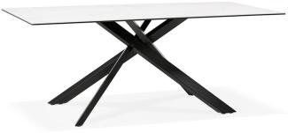 Kadima Design Esstisch, Keramik, Marmoroptik, X-Metallgestell, 180 x 90 cm, Robust. Weiß-Schwarz