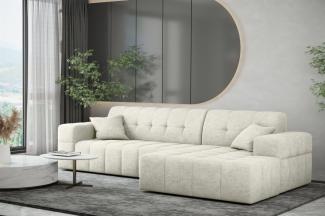 Ecksofa Designersofa NANCY in Stoff Perfekt Harmony Pearl Ottomane Rechts