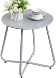 Beistelltisch Outdoor Gartentisch Runder Patio Metalltisch Terrasse Grau