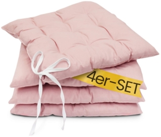 Amilian Stuhlkissen 40x40 mit Bändern - 4er Set Sitzkissen - Outdoor Indoor - Sitzauflage, waschbar