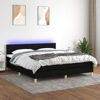 vidaXL Boxspringbett mit Matratze & LED Schwarz 160x200 cm Stoff 3133727