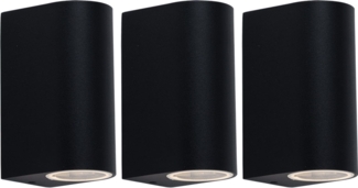 3x RGB LED Up Down Wandleuchte, Aluminium schwarz, H 14,5 cm