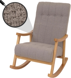 Schaukelstuhl HWC-K10, Relaxsessel, Holz FSC® Stoff/Textil Bouclé (450g/m²) ~ grau, Gestell natur