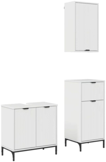 vidaXL Badezimmermöbel Set mit Tür 3 pcs Hochglanz-Weiß Holzwerkstoff 3393107