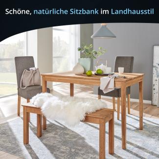 KHG Set Holzbank mit Tisch Sitzbank Flur Garderobenbank Schuhbank 101x45x32 cm - Eiche Holz Massiv geölt bis 100 kg belastbar - Landhausstil