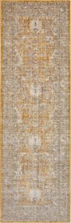 Nouristan Luxor In- & Outdoor Teppich Orient – Orientalischer Flachgewebe Vintage Used Look Waschbar Wetterfest & UV-beständig für Balkon, Terrasse, Garten, Wohnzimmer – Gold, 75x200 cm