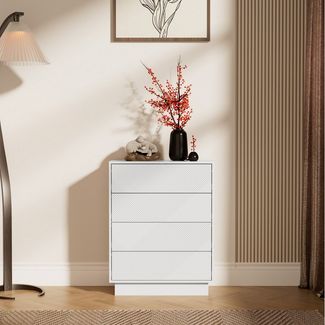 UEV Kommode mit 4 Schublanden, Sideboard, Schubladenschrank, Schmal kommode (Sideboard für Wohnzimmer Schlafzimmer Büro Flur, Mehrzweckschrank aus Holz Beistellschrank allzweckschrank), Drucköffner/ Push to open Schubladen Aufbewahrungskommode