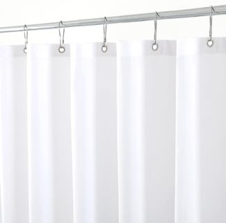 Hotel Stoff Duschvorhang 183 × 183 cm Weiß, Wasserresistent, Waschbar, Gewichteter Saum