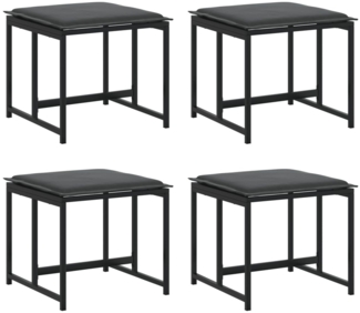 vidaXL Gartenhocker mit Kissen 4 Stk. Schwarz Stahl und Textilene 4008585
