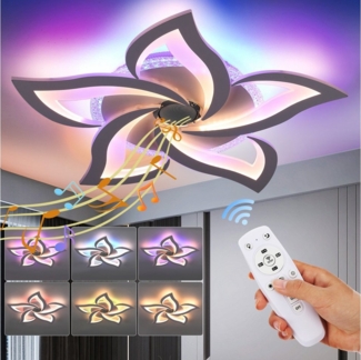 WILGOON LED Deckenleuchte Deckenlampe mit Bluetooth Lautsprecher, RGB Hintergrundbeleuchtung, LED fest integriert, RGB, Warmweiß, Naturweiß, Kaltweiß, Dimmbar mit Fernbedienung für Schlafzimmer Wohnzimmer Kinderzimmer