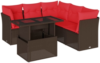 vidaXL 6-teiliges Gartensofa-Set mit Kissen, braun, Polyrattan 3266584